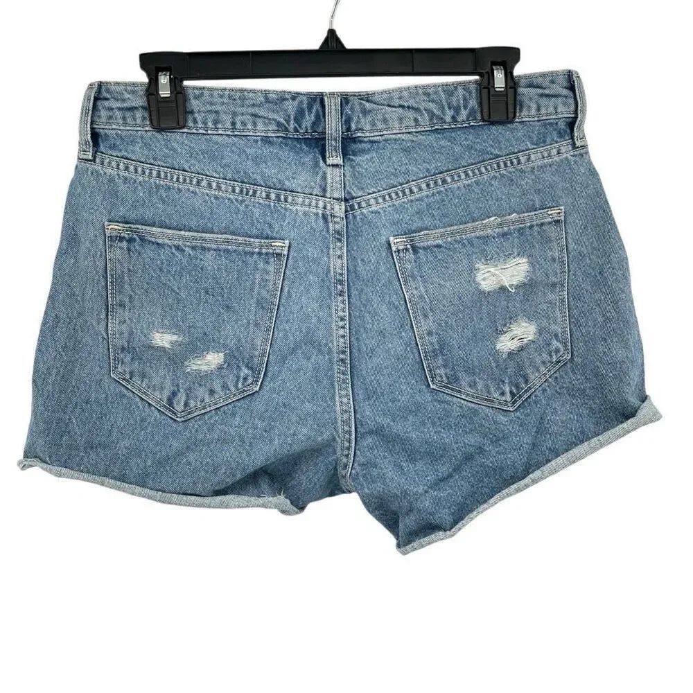 Arizona Jean Co High Rise Distressed Denim Shorts Juniors 11 Blue Cutoff - Picture 2 of 14